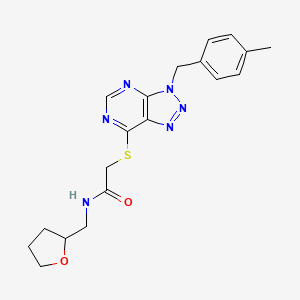molecular formula C19H22N6O2S B2475418 2-((3-(4-methylbenzyl)-3H-[1,2,3]triazolo[4,5-d]pyrimidin-7-yl)thio)-N-((tetrahydrofuran-2-yl)methyl)acetamide CAS No. 941991-26-0