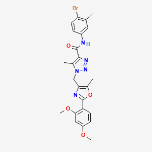 molecular formula C24H24BrN5O4 B2475422 N-(4-bromo-3-methylphenyl)-1-{[2-(2,4-dimethoxyphenyl)-5-methyl-1,3-oxazol-4-yl]methyl}-5-methyl-1H-1,2,3-triazole-4-carboxamide CAS No. 1351841-79-6