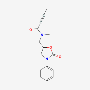 molecular formula C15H16N2O3 B2475427 N-Methyl-N-[(2-oxo-3-phenyl-1,3-oxazolidin-5-yl)methyl]but-2-ynamide CAS No. 2411307-19-0