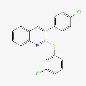 molecular formula C21H13Cl2NS B2475428 3-(4-氯苯基)-2-[(3-氯苯基)硫基]喹啉 CAS No. 339013-20-6