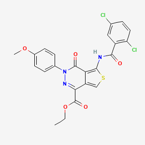 molecular formula C23H17Cl2N3O5S B2475432 5-(2,5-二氯苯甲酰氨基)-3-(4-甲氧基苯基)-4-氧代-3,4-二氢噻吩并[3,4-d]嘧啶-1-羧酸乙酯 CAS No. 851952-07-3
