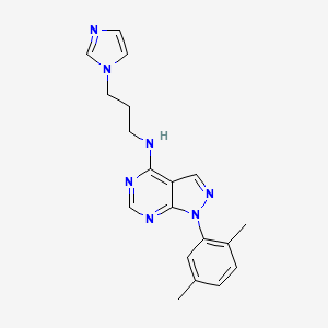 molecular formula C19H21N7 B2475437 1-(2,5-dimethylphenyl)-N-[3-(1H-imidazol-1-yl)propyl]-1H-pyrazolo[3,4-d]pyrimidin-4-amine CAS No. 1207025-67-9