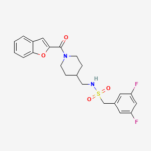 molecular formula C22H22F2N2O4S B2475451 N-((1-(苯并呋喃-2-羰基)哌啶-4-基)甲基)-1-(3,5-二氟苯基)甲磺酰胺 CAS No. 1396687-29-8