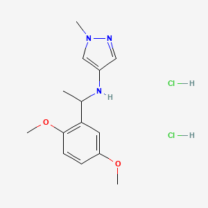 molecular formula C14H21Cl2N3O2 B2475452 N-[1-(2,5-二甲氧基苯基)乙基]-1-甲基-1H-吡唑-4-胺二盐酸盐 CAS No. 1221723-84-7