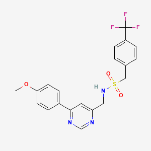 molecular formula C20H18F3N3O3S B2475467 N-((6-(4-甲氧基苯基)嘧啶-4-基)甲基)-1-(4-(三氟甲基)苯基)甲磺酰胺 CAS No. 2210140-95-5