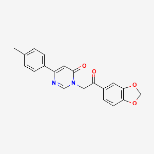 molecular formula C20H16N2O4 B2475471 3-(2-(benzo[d][1,3]dioxol-5-yl)-2-oxoethyl)-6-(p-tolyl)pyrimidin-4(3H)-one CAS No. 1209857-56-6