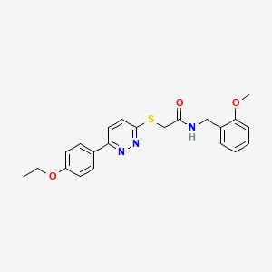 molecular formula C22H23N3O3S B2475474 2-((6-(4-ethoxyphenyl)pyridazin-3-yl)thio)-N-(2-methoxybenzyl)acetamide CAS No. 896054-70-9