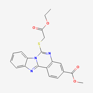 molecular formula C20H17N3O4S B2475476 Methyl 6-(2-ethoxy-2-oxoethyl)sulfanylbenzimidazolo[1,2-c]quinazoline-3-carboxylate CAS No. 443349-34-6