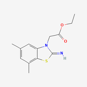 molecular formula C13H16N2O2S B2475478 ethyl 2-(2-imino-5,7-dimethylbenzo[d]thiazol-3(2H)-yl)acetate CAS No. 1334371-17-3