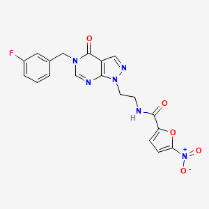 molecular formula C19H15FN6O5 B2475479 N-(2-(5-(3-fluorobenzyl)-4-oxo-4,5-dihydro-1H-pyrazolo[3,4-d]pyrimidin-1-yl)ethyl)-5-nitrofuran-2-carboxamide CAS No. 922045-21-4
