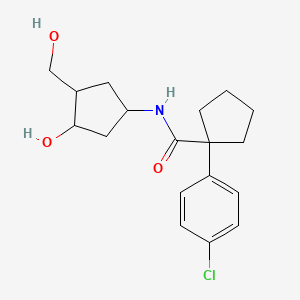 molecular formula C18H24ClNO3 B2475482 1-(4-chlorophenyl)-N-(3-hydroxy-4-(hydroxymethyl)cyclopentyl)cyclopentanecarboxamide CAS No. 1421513-50-9