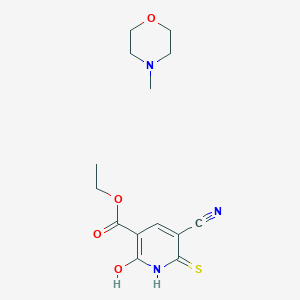 molecular formula C14H19N3O4S B2475483 5-氰基-2-羟基-6-硫代亚磺酰基-1H-吡啶-3-羧酸乙酯；4-甲基吗啉 CAS No. 233767-86-7