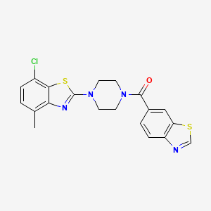 molecular formula C20H17ClN4OS2 B2475494 Benzo[d]thiazol-6-yl(4-(7-chloro-4-methylbenzo[d]thiazol-2-yl)piperazin-1-yl)methanone CAS No. 897488-12-9