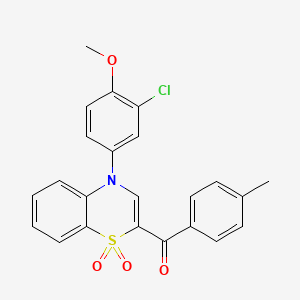 molecular formula C23H18ClNO4S B2475500 [4-(3-chloro-4-methoxyphenyl)-1,1-dioxido-4H-1,4-benzothiazin-2-yl](4-methylphenyl)methanone CAS No. 1114652-95-7