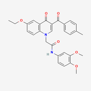 molecular formula C29H28N2O6 B2475522 N-(3,4-二甲氧基苯基)-2-(6-乙氧基-3-(4-甲基苯甲酰)-4-氧代喹啉-1(4H)-基)乙酰胺 CAS No. 898344-80-4