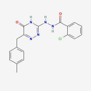 2-chloro-N'-(6-(4-methylbenzyl)-5-oxo-4,5-dihydro-1,2,4-triazin-3-yl)benzohydrazide