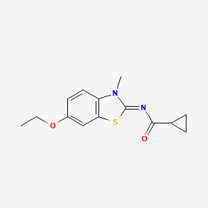 molecular formula C14H16N2O2S B2475533 N-(6-ethoxy-3-methyl-1,3-benzothiazol-2-ylidene)cyclopropanecarboxamide CAS No. 392249-28-4