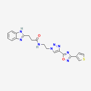 molecular formula C20H18N8O2S B2475535 3-(1H-benzo[d]imidazol-2-yl)-N-(2-(4-(3-(thiophen-3-yl)-1,2,4-oxadiazol-5-yl)-1H-1,2,3-triazol-1-yl)ethyl)propanamide CAS No. 2034248-34-3