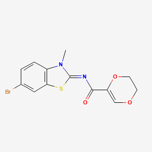 molecular formula C13H11BrN2O3S B2475536 (E)-N-(6-bromo-3-methylbenzo[d]thiazol-2(3H)-ylidene)-5,6-dihydro-1,4-dioxine-2-carboxamide CAS No. 864937-59-7