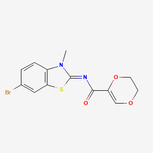 molecular formula C13H11BrN2O3S B2475536 (E)-N-(6-溴-3-甲基苯并[d]噻唑-2(3H)-亚甲基)-5,6-二氢-1,4-二氧杂环-2-甲酰胺 CAS No. 864937-59-7