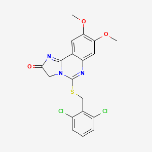 molecular formula C19H15Cl2N3O3S B2475540 5-[(2,6-diclorobencil)sulfanyl]-8,9-dimetoxiimidazo[1,2-c]quinazolin-2(3H)-ona CAS No. 439109-49-6