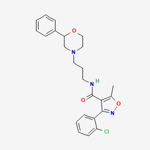 molecular formula C24H26ClN3O3 B2475541 3-(2-chlorophenyl)-5-methyl-N-(3-(2-phenylmorpholino)propyl)isoxazole-4-carboxamide CAS No. 954246-35-6
