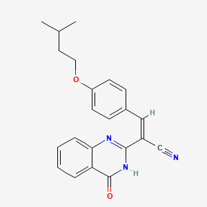 molecular formula C22H21N3O2 B2475552 (Z)-3-(4-(异戊氧基)苯基)-2-(4-氧代-3,4-二氢喹唑啉-2-基)丙烯腈 CAS No. 622348-56-5