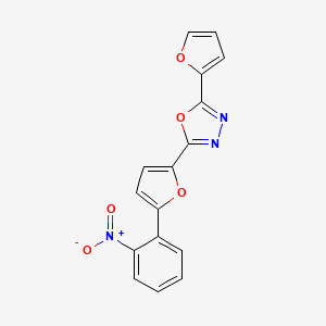 molecular formula C16H9N3O5 B2475553 2-(Furan-2-yl)-5-[5-(2-nitrophenyl)furan-2-yl]-1,3,4-oxadiazole CAS No. 156462-63-4