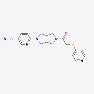 molecular formula C19H19N5OS B2475559 6-[5-(2-Pyridin-4-ylsulfanylacetyl)-1,3,3a,4,6,6a-hexahydropyrrolo[3,4-c]pyrrol-2-yl]pyridine-3-carbonitrile CAS No. 2415513-96-9