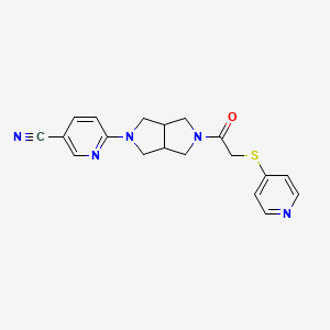 molecular formula C19H19N5OS B2475559 6-[5-(2-吡啶-4-基硫代乙酰基)-1,3,3a,4,6,6a-六氢吡咯并[3,4-c]吡咯-2-基]吡啶-3-碳腈 CAS No. 2415513-96-9