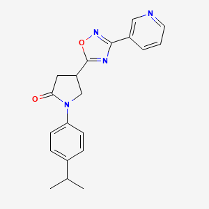 molecular formula C20H20N4O2 B2475574 1-(4-Isopropylphenyl)-4-[3-(3-pyridyl)-1,2,4-oxadiazol-5-yl]-2-pyrrolidinone CAS No. 941998-19-2