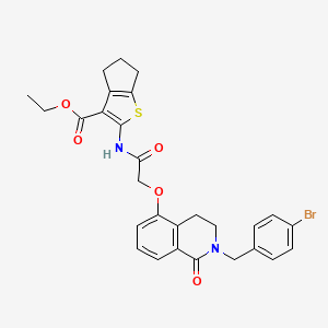 molecular formula C28H27BrN2O5S B2475576 2-(2-((2-(4-溴苄基)-1-氧代-1,2,3,4-四氢异喹啉-5-基)氧基)乙酰氨基)-5,6-二氢-4H-环戊并[b]噻吩-3-羧酸乙酯 CAS No. 850904-47-1