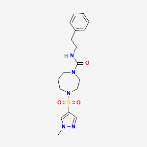 molecular formula C18H25N5O3S B2475578 4-((1-methyl-1H-pyrazol-4-yl)sulfonyl)-N-phenethyl-1,4-diazepane-1-carboxamide CAS No. 2034245-24-2