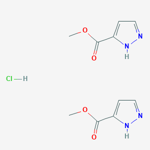 molecular formula C10H13ClN4O4 B2475583 methyl 1H-pyrazole-5-carboxylate;hydrochloride CAS No. 2260937-30-0
