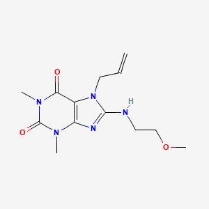 molecular formula C13H19N5O3 B2475593 7-allyl-8-((2-methoxyethyl)amino)-1,3-dimethyl-1H-purine-2,6(3H,7H)-dione CAS No. 838887-83-5