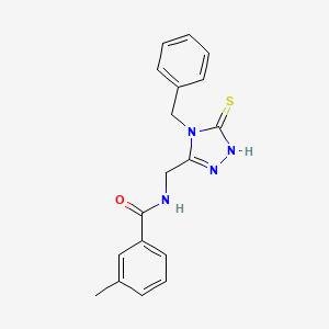 molecular formula C18H18N4OS B2475597 N-[(4-苄基-5-硫代亚胺基-1H-1,2,4-三唑-3-基)甲基]-3-甲基苯甲酰胺 CAS No. 392248-04-3