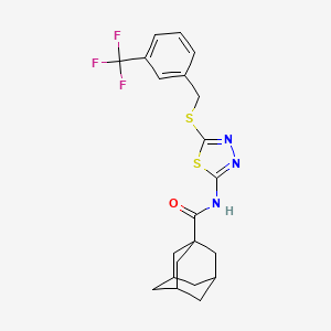 molecular formula C21H22F3N3OS2 B2475598 N-[5-[[3-(trifluoromethyl)phenyl]methylsulfanyl]-1,3,4-thiadiazol-2-yl]adamantane-1-carboxamide CAS No. 392301-85-8