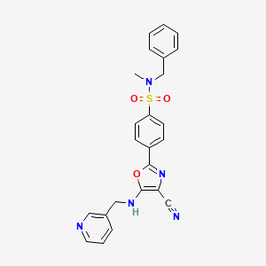 molecular formula C24H21N5O3S B2475599 N-苄基-4-(4-氰基-5-((吡啶-3-基甲基)氨基)恶唑-2-基)-N-甲基苯磺酰胺 CAS No. 941240-85-3