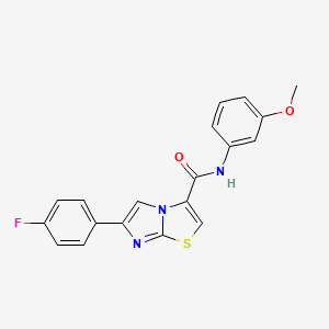 molecular formula C19H14FN3O2S B2475601 6-(4-fluorophenyl)-N-(3-methoxyphenyl)imidazo[2,1-b]thiazole-3-carboxamide CAS No. 1049417-96-0