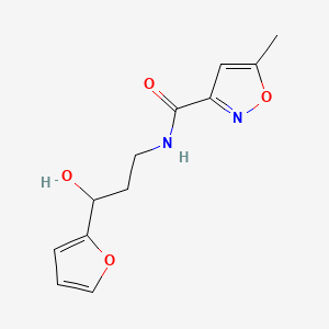 molecular formula C12H14N2O4 B2475604 N-(3-(furan-2-yl)-3-hydroxypropyl)-5-methylisoxazole-3-carboxamide CAS No. 1421451-29-7