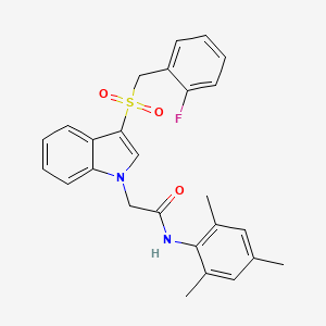 2-(3-((2-fluorobenzyl)sulfonyl)-1H-indol-1-yl)-N-mesitylacetamide