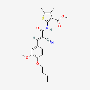 molecular formula C23H26N2O5S B2475609 methyl 2-[[(E)-3-(4-butoxy-3-methoxyphenyl)-2-cyanoprop-2-enoyl]amino]-4,5-dimethylthiophene-3-carboxylate CAS No. 380434-31-1