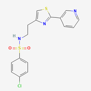 molecular formula C16H14ClN3O2S2 B2475611 4-Chlor-N-(2-(2-(Pyridin-3-yl)thiazol-4-yl)ethyl)benzolsulfonamid CAS No. 863511-93-7