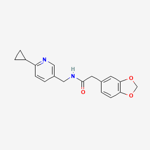 molecular formula C18H18N2O3 B2475615 2-(2H-1,3-benzodioxol-5-yl)-N-[(6-cyclopropylpyridin-3-yl)methyl]acetamide CAS No. 2097933-32-7