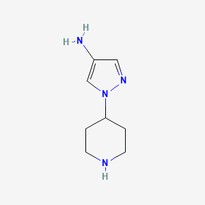 molecular formula C8H14N4 B2475618 1-(哌啶-4-基)-1H-吡唑-4-胺 CAS No. 1429297-48-2