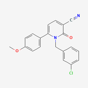 molecular formula C20H15ClN2O2 B2475621 1-(3-Chlorobenzyl)-6-(4-methoxyphenyl)-2-oxo-1,2-dihydro-3-pyridinecarbonitrile CAS No. 252060-09-6