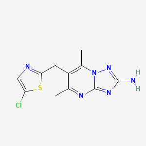 molecular formula C11H11ClN6S B2475622 6-[(5-Chloro-1,3-thiazol-2-yl)methyl]-5,7-dimethyl[1,2,4]triazolo[1,5-a]pyrimidin-2-amine CAS No. 861209-53-2