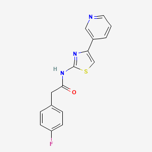 molecular formula C16H12FN3OS B2475625 2-(4-fluorophenyl)-N-(4-(pyridin-3-yl)thiazol-2-yl)acetamide CAS No. 922576-55-4