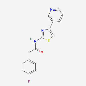 molecular formula C16H12FN3OS B2475625 2-(4-氟苯基)-N-(4-(吡啶-3-基)噻唑-2-基)乙酰胺 CAS No. 922576-55-4