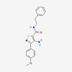 molecular formula C19H19N3O2S B2475633 4-氨基-3-(4-甲氧基苯基)-N-苯乙基异噻唑-5-羧酰胺 CAS No. 1286696-36-3